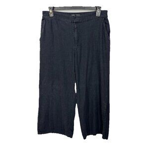 Abercrombie & Fitch Linen Pants Women’s Large Black Ultra Wide Leg Split Hem